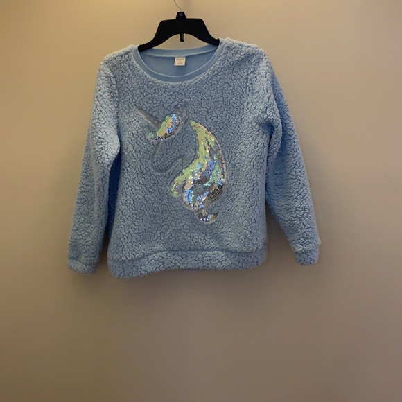 Arizona Jean Company Other - Arizona‎ Girls Fluffy Sweater Unicorn Blue XL